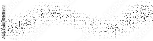 Abstract wavy pattern of scattered black dots on a clean white background