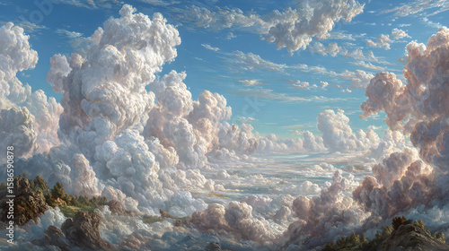 Vintage Clouds Painting in Renaissance Style