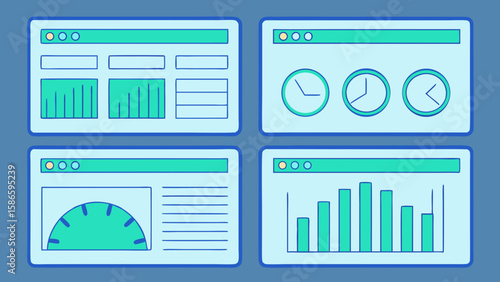Flat dashboard with data visualization widgets