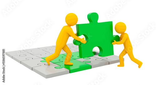 Teamwork collaboration puzzle solving strategy business solution success concept partnership integration on transparent background