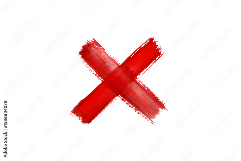 Obraz premium Hand-Drawn Red Cross Marker PNG – Grunge X Symbol Illustration – Isolated on Transparent Background PNG for Graphic and UI Design