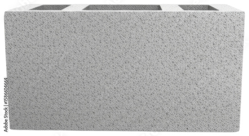 Gray concrete block with three cavities on white background, transparent background png