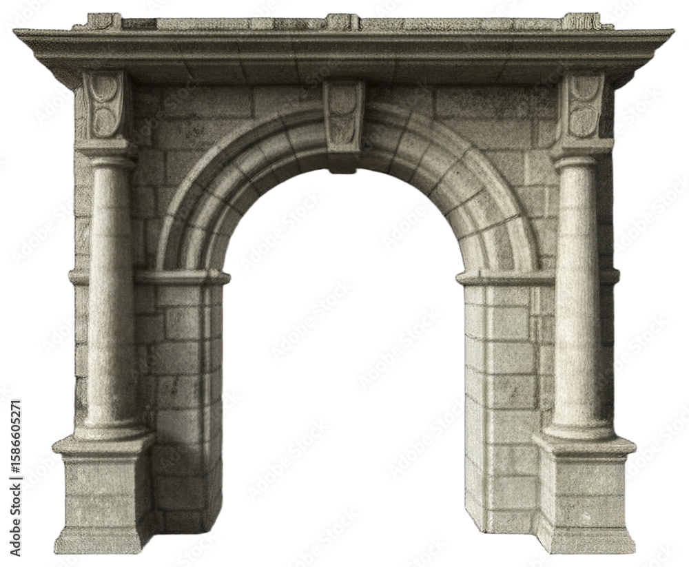 Obraz premium Stone Archway with Classical Columns, transparent background png