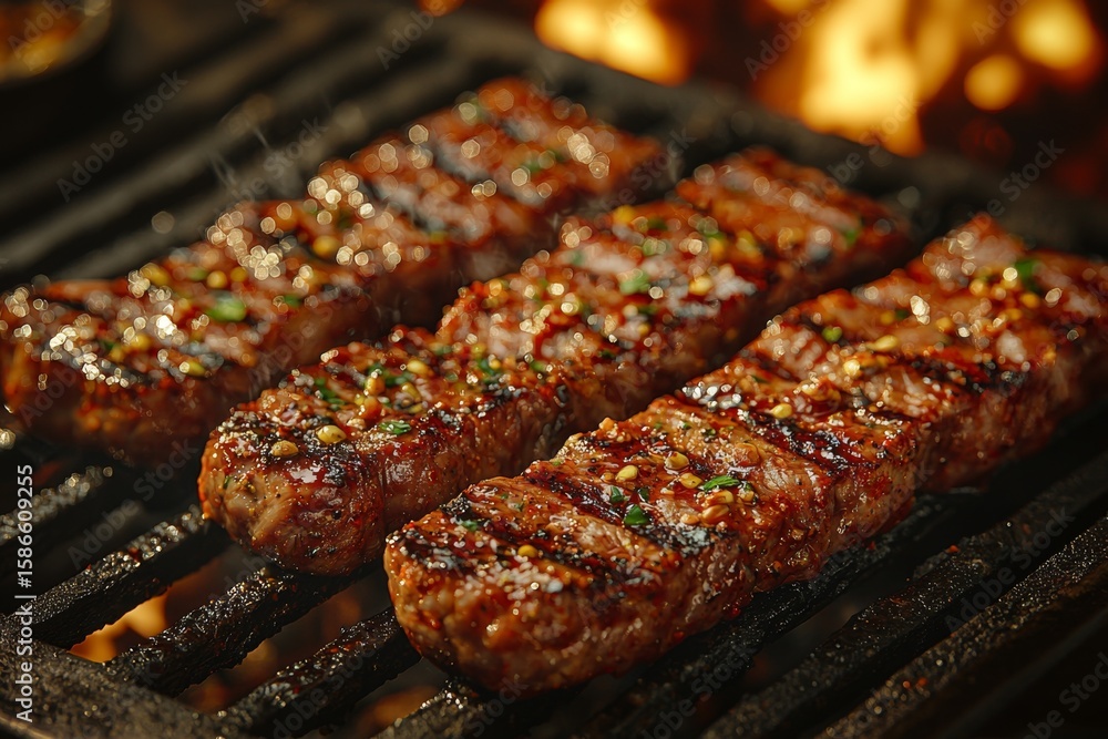 grilled meat on the grill grilled meat on the grill
