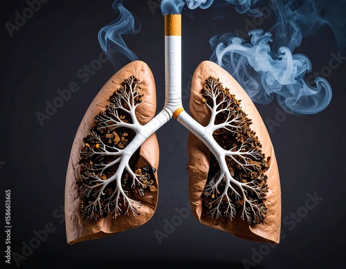 Lungs damaged by cigarette smoke