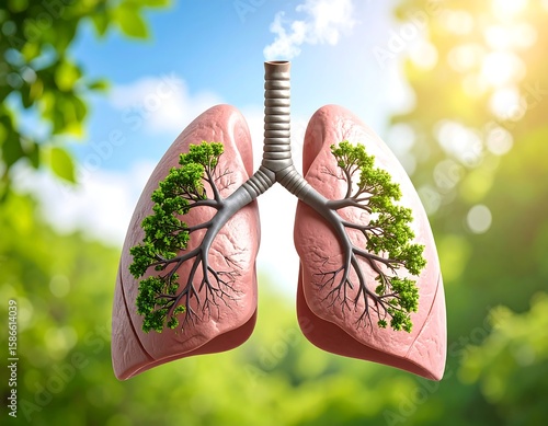 Lungs growing trees, clean air