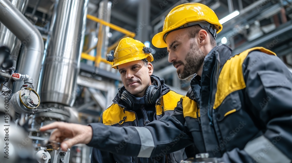 Industrial Workers Inspecting Machinery in Factory,safety,engineer Industrial Workers Inspecting Machinery in Factory,safety,engineer