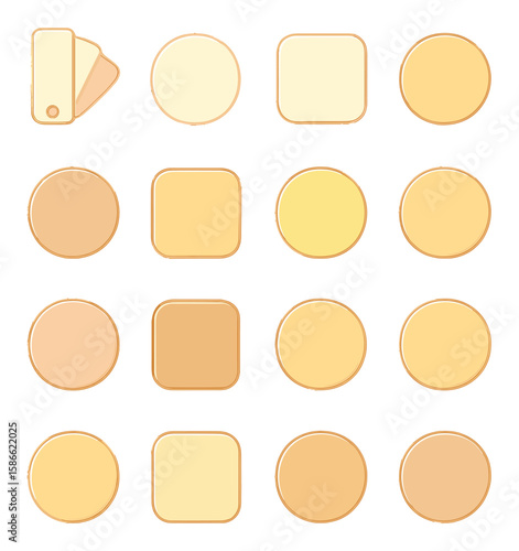 Creamy color swatches icon collection. simple palette, tones, shades, samples flat
