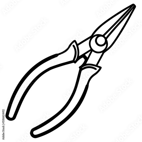 Needle Nose Pliers Silhouette Vector