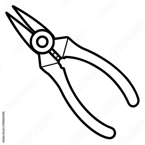 Needle Nose Pliers Silhouette Vector