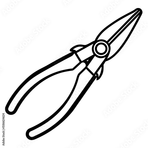 Needle Nose Pliers Silhouette Vector