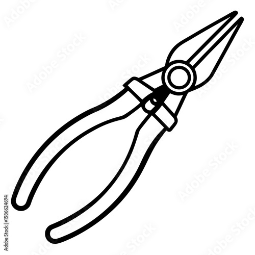 Needle Nose Pliers Silhouette Vector