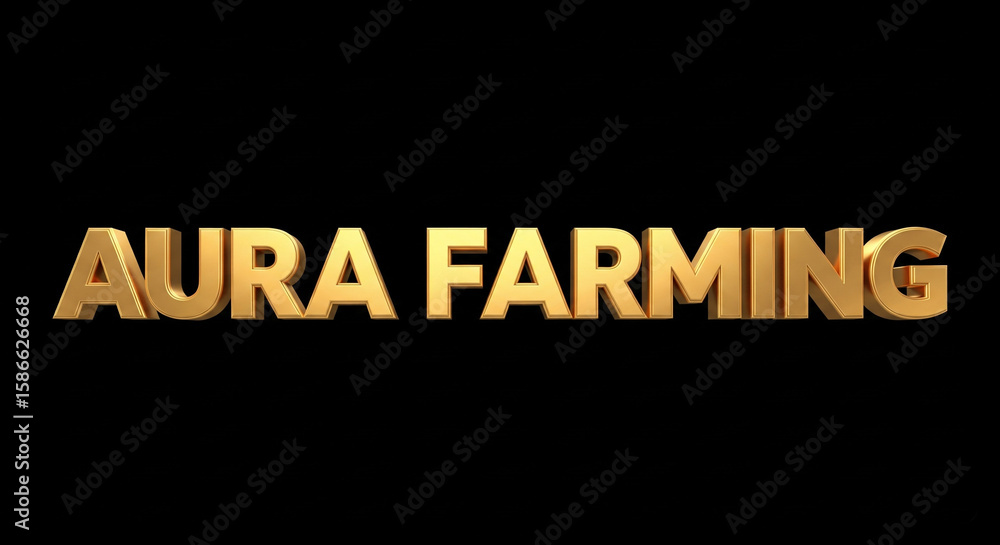 Obraz premium 3D Text of Aura Framing in gold color bold font