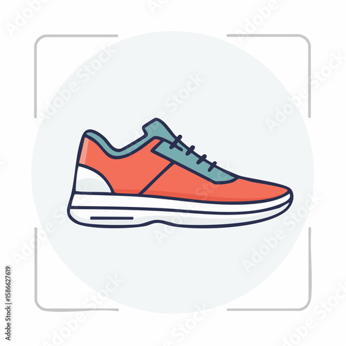 clean minimalist running shoe monoline icon centered on square artboard perfect for fitness and sports branding