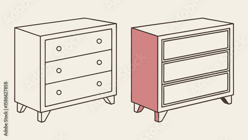 Dual design dresser vector illustration for furniture display and home organization concepts