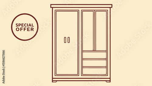 Stylish storage cabinet vector illustration for home organization and retail promotions