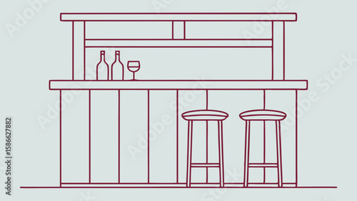 Minimalist home bar vector illustration for casual gatherings and entertainment spaces