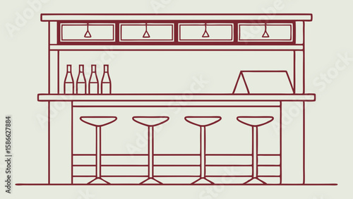 Stylish home bar design vector illustration for entertainment areas and hospitality settings