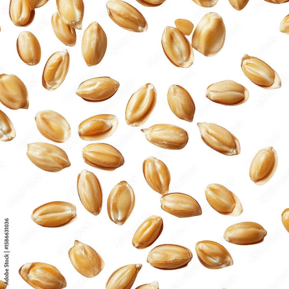 Obraz premium Scattered wheat grains isolated on transparent background