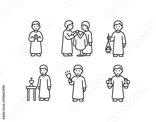 Boys performing altar boy roles in religious ceremonies
