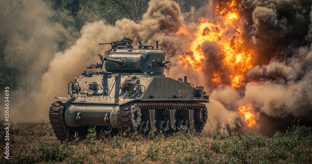 Tank explosion battlefield scene Tank explosion battlefield scene