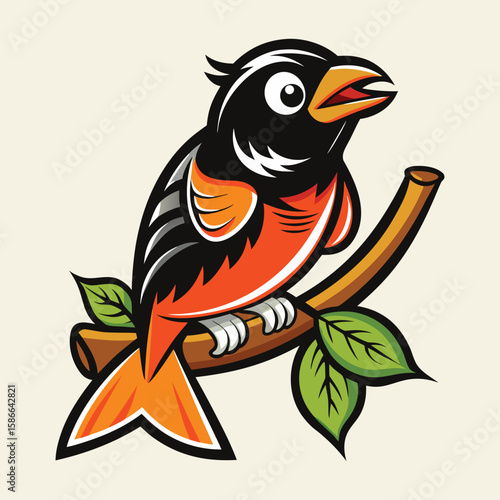 Vector illustration of a Baltimore Oriole, the state bird of Maryland