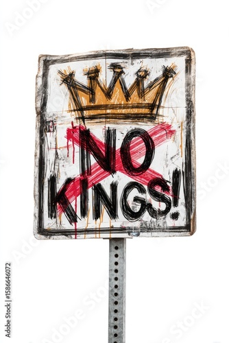 Street art sign, no kings, crown, urban background. Possible poster