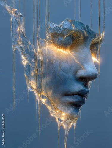 Frozen Silence – Icy Fragment of a Human Face