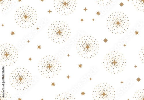 Seamless pattern with golden stars. Christmas, birthday design in golden color on a light background. Trendy modern vector illustration. Cute hand drawn flat design