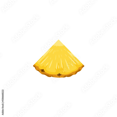 Yellow triangle piece of cut pineapple, vector illustration. Plant-based diet, types of fruits, colorful and healthy vegan and vegetarian ingredient
