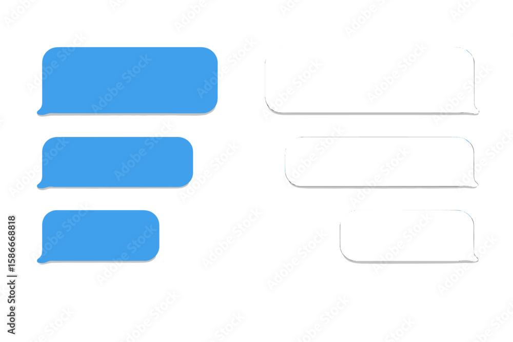 © VectorStudios - Vector message bubbles for chat app. Smartphone messenger dialog window. SMS speech bubble for social media communication. UI mockup element. Isolated on transparent background. © VectorStudios - Vector message bubbles for chat app. Smartphone messenger dialog window. SMS speech bubble for social media communication. UI mockup element. Isolated on transparent background.