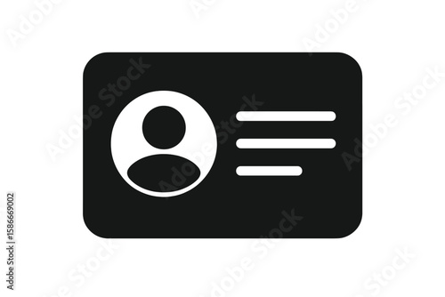Modern Personal Information Data Icon. Flat Identification Card Symbol with User Profile Photo, Personal Details, Identity Document Representation, Digital Access Card, Minimalist Design Element
