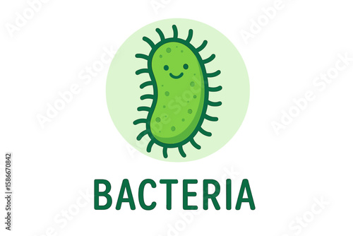 Friendly Green Bacteria Cartoon for Healthy Nutrition and Probiotics, Microorganism, Microbe, Gut Health, Wellness, Medical Science, Smiling Bacterium Vector on Transparent Background