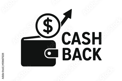 Cashback Service Concept Wallet Icon. Dollar Money Sign with Up Arrow Vector Illustration. Cash Back Reward Program Promotion. Financial Savings, Money Return Isolated Clipart on White.