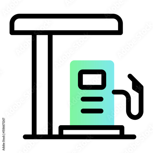 Fuel Pump Icon - Flat Line Gradient Style Vector Icon