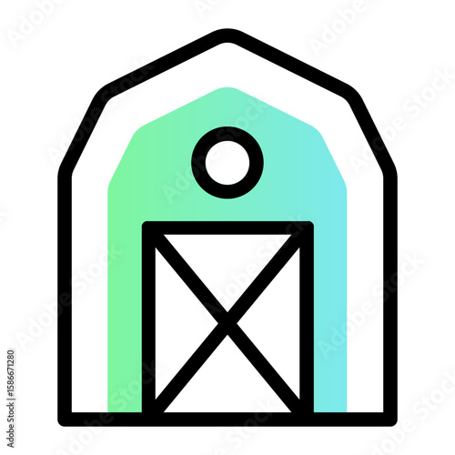 Barn Icon - Flat Line Gradient Style Vector Icon
