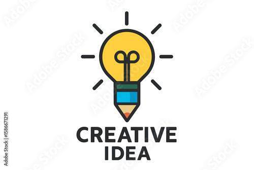 Creative Idea Light Bulb Logo Design, Innovative Concept Symbol, Modern Business Emblem, Bright Inspiration Vector Illustration on Transparent Background