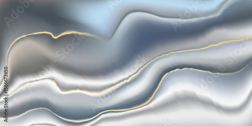 Marble with gold vein seamless background. Abstract watercolor navy blue slice of agate, grey white ombre paint pattern. Vector stone design, elegant liquid alcohol ink painting. Wavy geode mineral