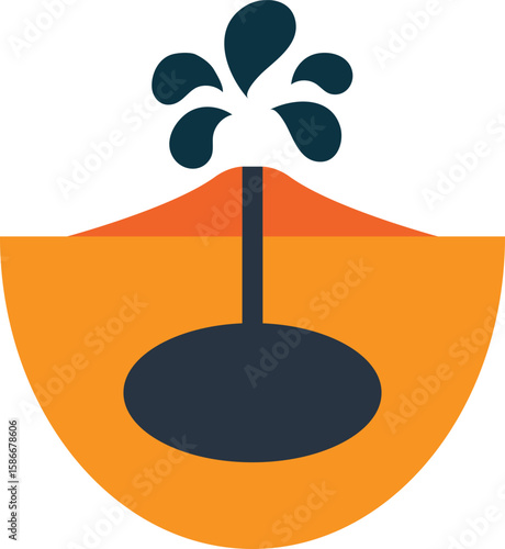Underground Oil Reservoir and Geyser Vector Illustration