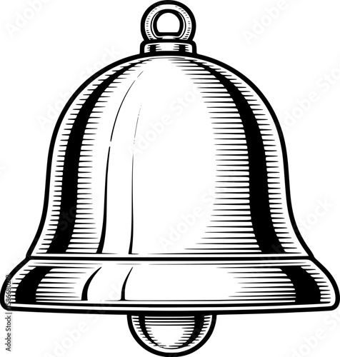 Notification bell with curved engraved lines, hand-drawn style
