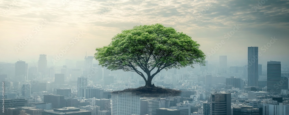 Fototapeta premium Green Oasis in the Urban Jungle: A Vision of Sustainability
