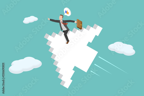 3D Isometric Flat Vector Illustration of SEO, Boost Website, Enhance Rankings, Online Advertising And Marketing Strategies