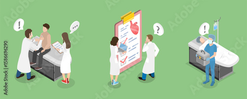 3D Isometric Flat Vector Illustration of Wellness and Healthcare, Medicine and Cardiology