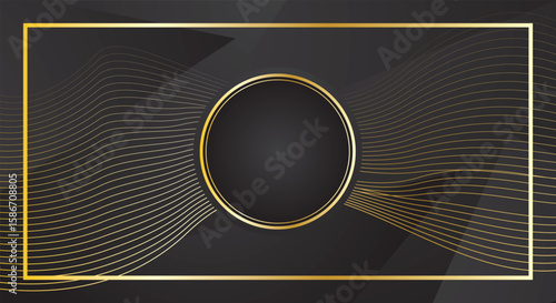 Black background with gold wave lines and fancy circles for certificate