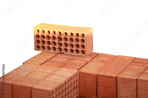 red brick isolated on white