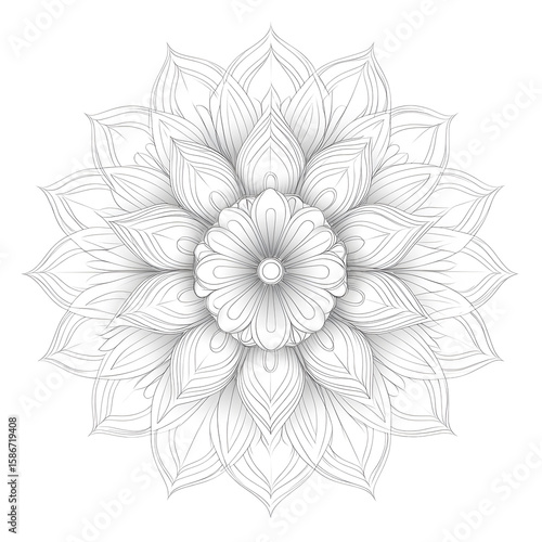 Beautiful pattern on a transparent isolated background for designers, marketers and IT. Popular abstraction, illustration, object, symbol, texture. Indian flower. Asia. Mandala.