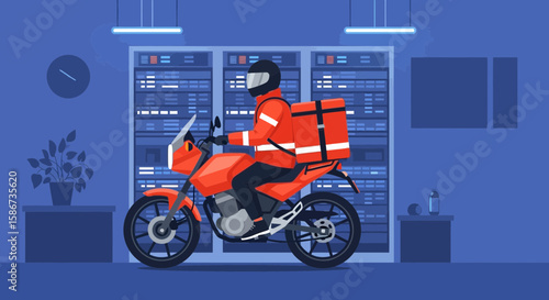 Fast Data Delivery Online Services via Motorbike Transportation in Server Room