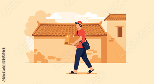 Delivery Service In Traditional Architectural Setting For An Efficient Network