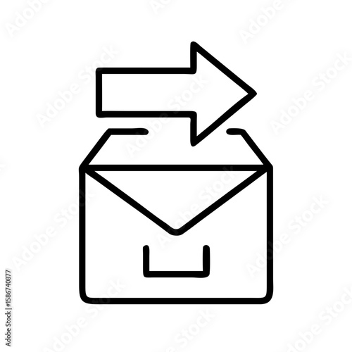 Mailbox with outgoing arrow icon in simple outline design  