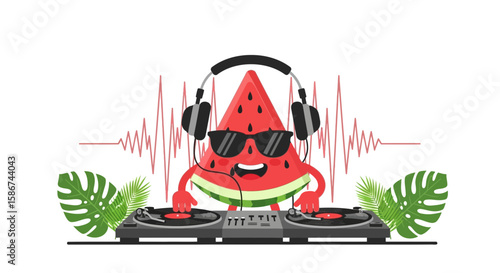 Cool Watermelon Dj Mixing Summer Beats For Tropical Music Event